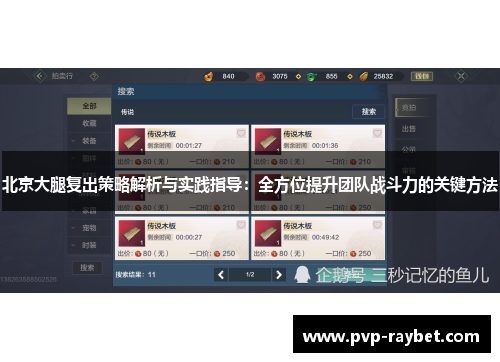 北京大腿复出策略解析与实践指导：全方位提升团队战斗力的关键方法